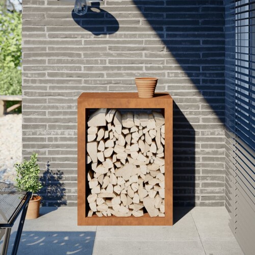 vidaXL Stalak za drva za ogrjev 60 x 40 x 80 cm Pohabani čelik