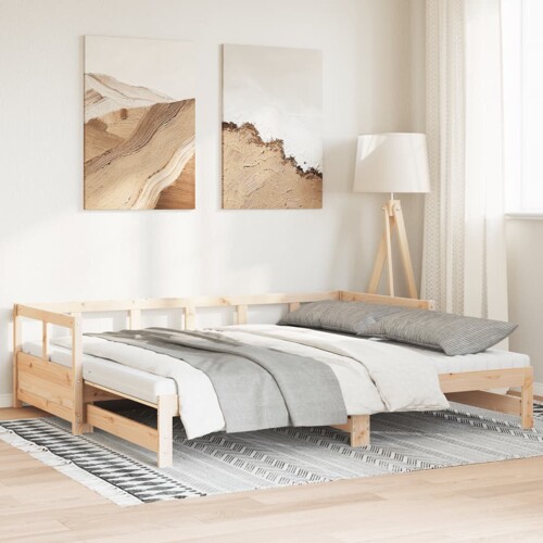 vidaXL Dnevni krevet na razvlačenje s madracima 90x190 cm od borovine