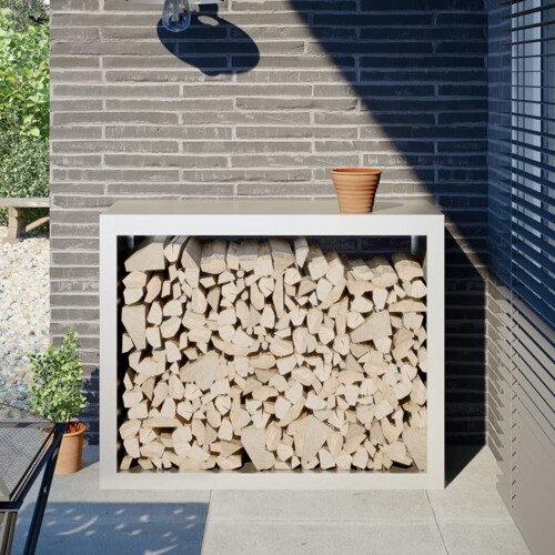 vidaXL Stalak za drva za ogrjev bijeli 100x40x80 cm čelični