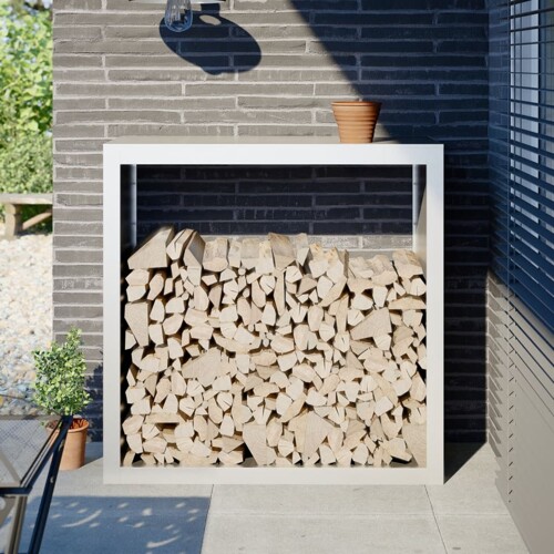 vidaXL Stalak za drva za ogrjev bijeli 100x40x100 cm čelični