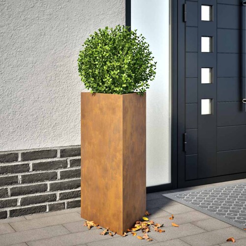 vidaXL Vrtne sadilice 2 kom trokutasta 40x40x75 cm od pohabanog čelika