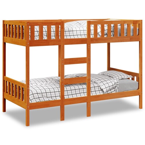 vidaXL Krevet na kat voštano smeđi 90x190 cm od masivne borovine