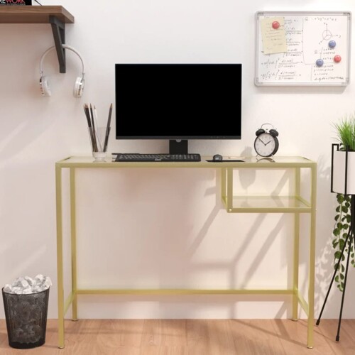 vidaXL Stol za računalo prozirni 100 x 36 x 74 cm od kaljenog stakla