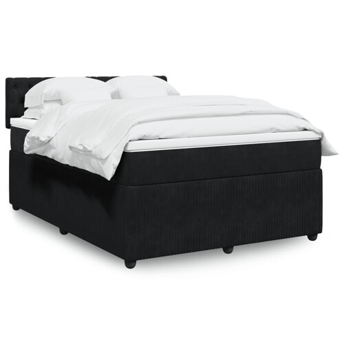 vidaXL Krevet s oprugama i madracem crni 140 x 190 cm baršunasti
