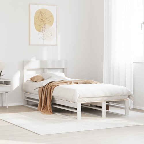 vidaXL Okvir kreveta bez madraca bijeli 75 x 190 cm masivna borovina