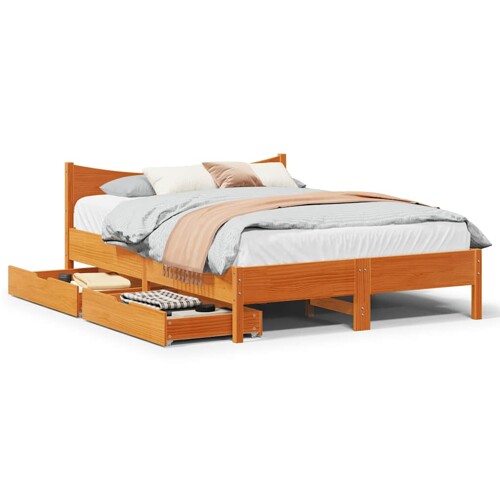 vidaXL Okvir kreveta s ladicama 135 x 190 cm od masivne borovine