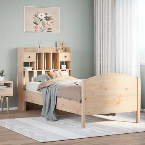 vidaXL Krevet s regalom za knjige bez madraca 75x190 cm borovina