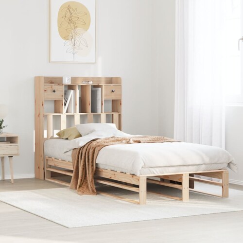 vidaXL Krevet s regalom za knjige bez madraca 90x200 cm od borovine