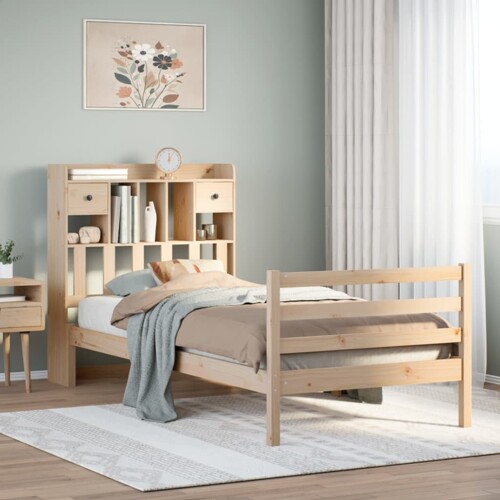 vidaXL Krevet s regalom za knjige bez madraca 75x190 cm borovina