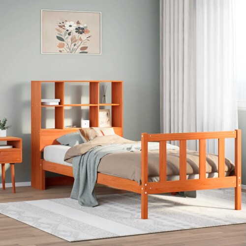 vidaXL Krevet s regalom za knjige bez madraca 75 x 190 cm od borovine