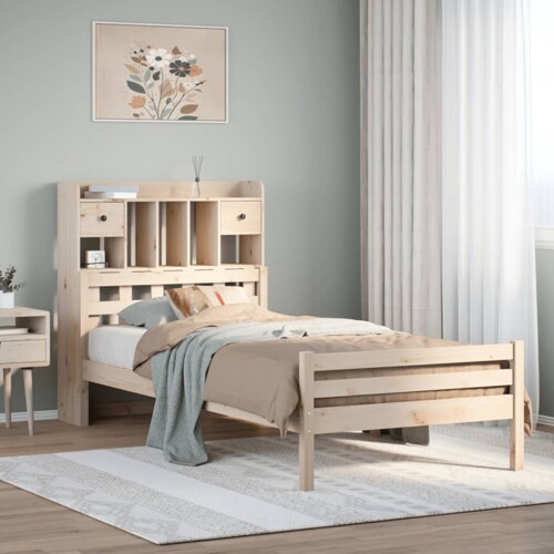 vidaXL Krevet s regalom za knjige bez madraca 100 x 200 cm od borovine