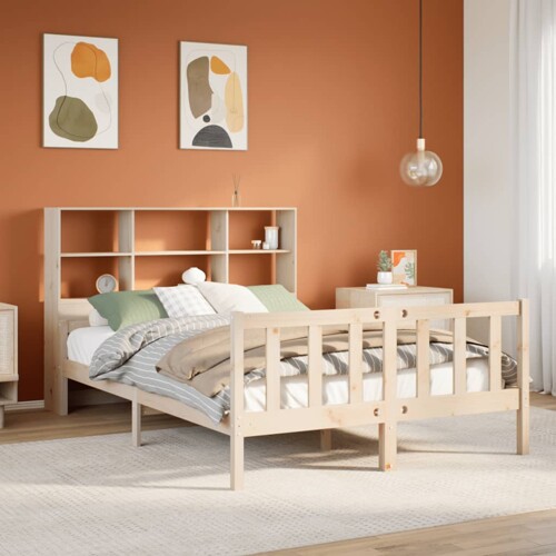 vidaXL Krevet s regalom za knjige bez madraca 160x200 cm od borovine