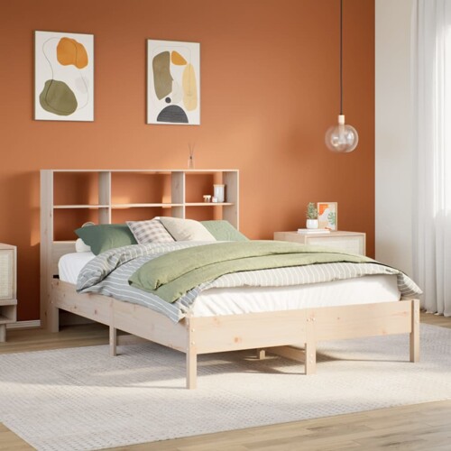 vidaXL Krevet s regalom za knjige bez madraca 160x200 cm od borovine