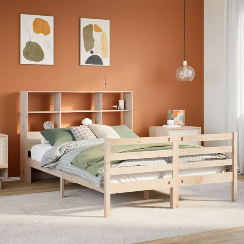 vidaXL Krevet s regalom za knjige bez madraca 150 x 200 cm od borovine