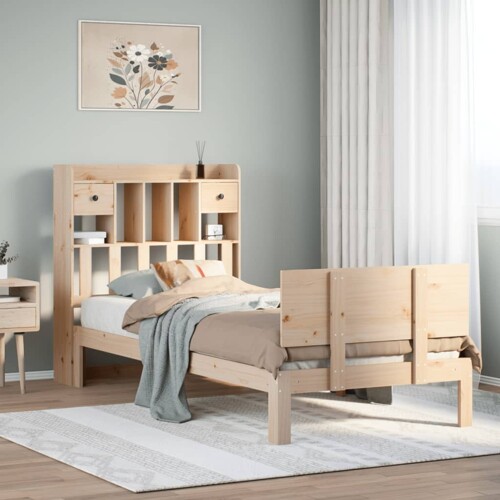 vidaXL Krevet s regalom za knjige bez madraca 90x190 cm od borovine