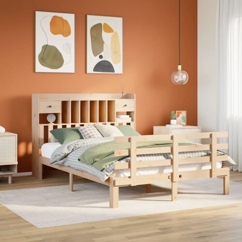 vidaXL Krevet s regalom za knjige bez madraca 140x190 cm od borovine