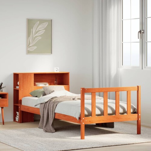 vidaXL Krevet s regalom za knjige bez madraca 100 x 200 cm od borovine