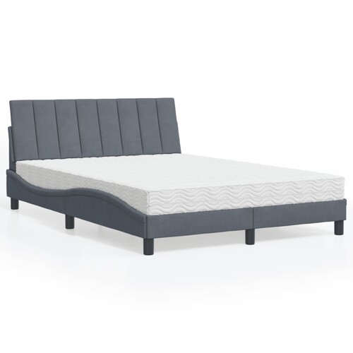 vidaXL Krevet s madracem tamnosivi 140x190 cm baršunasti