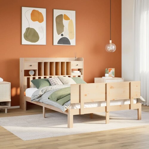 vidaXL Krevet s regalom za knjige bez madraca 140x200 cm od borovine