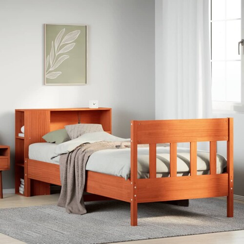 vidaXL Krevet s regalom za knjige bez madraca 100 x 200 cm od borovine