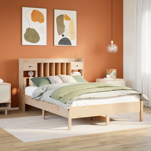 vidaXL Krevet s regalom za knjige bez madraca 140x190 cm od borovine