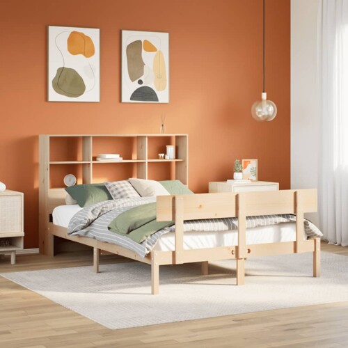 vidaXL Krevet s regalom za knjige bez madraca 160x200 cm od borovine
