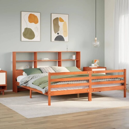 vidaXL Krevet s regalom za knjige bez madraca 180x200 cm masivno drvo