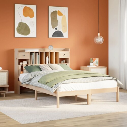 vidaXL Krevet s regalom za knjige bez madraca 140x200 cm od borovine