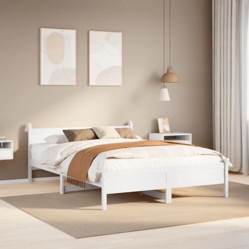 vidaXL Okvir kreveta bez madraca bijeli 150x200 cm od masivne borovine