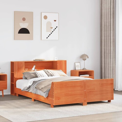 vidaXL Okvir kreveta bez madraca voštano smeđi 135x190 cm od borovine