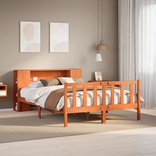 vidaXL Krevet s regalom za knjige bez madraca 160x200 cm masivno drvo