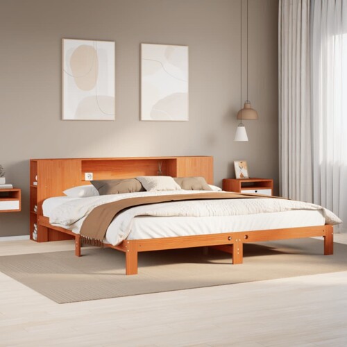 vidaXL Krevet s regalom za knjige bez madraca 180x200 cm od borovine