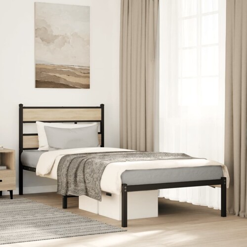 vidaXL Metalni okvir kreveta bez madraca boja hrasta sonome 75x190 cm