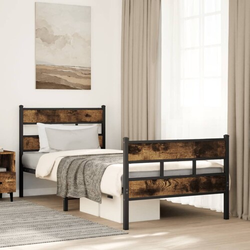 vidaXL Metalni okvir kreveta bez madraca boja hrasta 100x190 cm