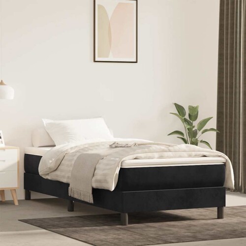 vidaXL Madrac s džepičastim oprugama crni 100x220x20 cm baršunasti