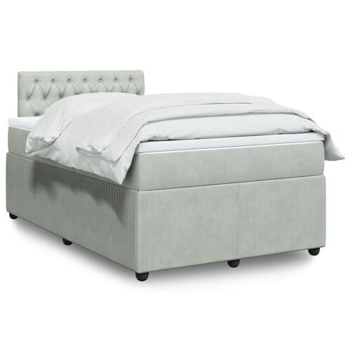 vidaXL Box spring krevet s madracem svjetlosivi 120x200 cm baršunasti