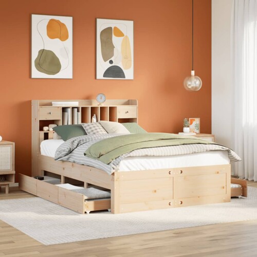 vidaXL Krevet s regalom za knjige bez madraca 160x200 cm od borovine