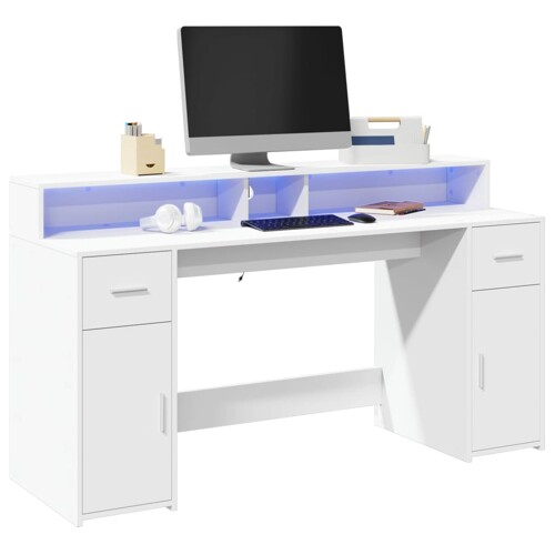 vidaXL Radni stol LED bijeli 160x55x91 cm od konstruiranog drva