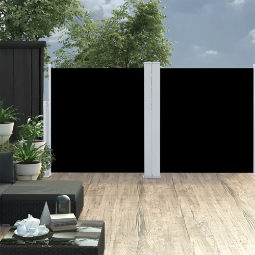 vidaXL Uvlačiva bočna tenda 120 x 600 cm crna