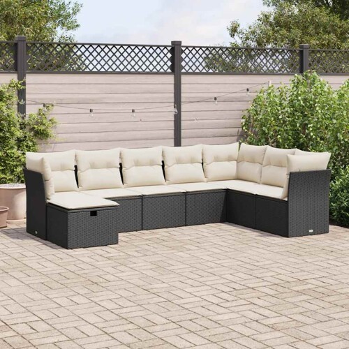 vidaXL 8-dijelni set vrtnih sofa od poliratana s jastucima crni