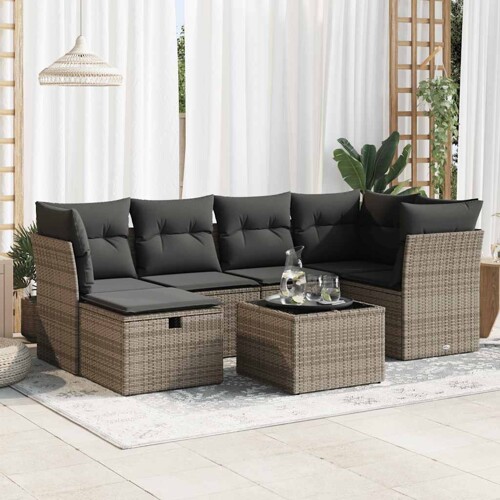 vidaXL 7-dijelni set vrtnih sofa sivi od poliratana