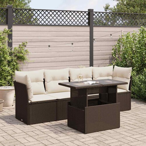 vidaXL 5-dijelni set vrtnih sofa s jastucima poliratan smeđi
