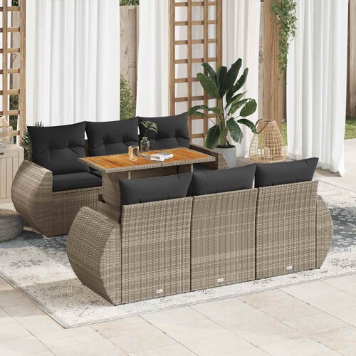 vidaXL 7-dijelni set vrtnih sofa sivi od poliratana