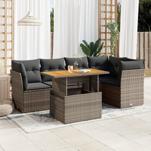 vidaXL 6-dijelni set vrtnih sofa od poliratana s jastucima sivi