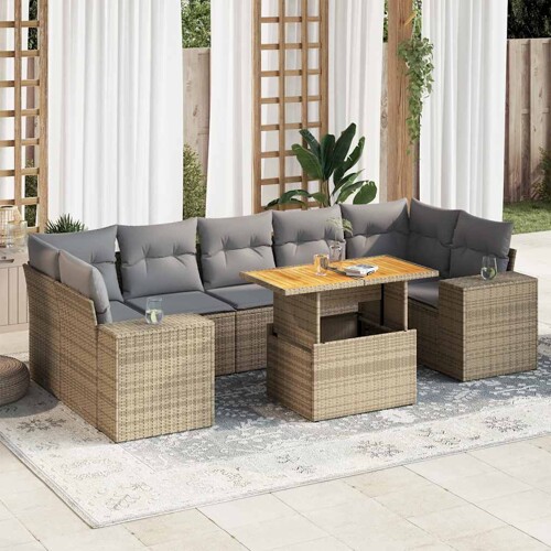 vidaXL 8-dijelni set vrtnih sofa od poliratana s jastucima bež