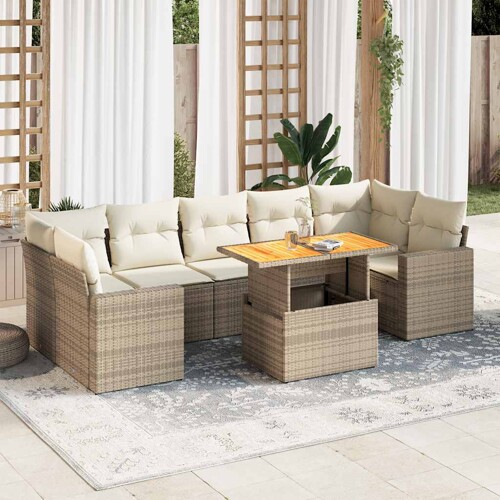 vidaXL 8-dijelni set vrtnih sofa od poliratana s jastucima bež