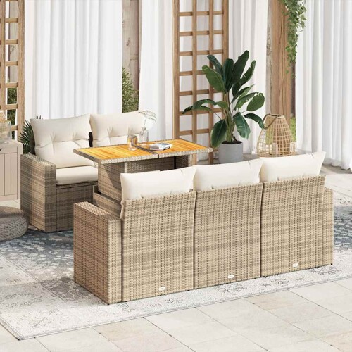 vidaXL 6-dijelni set vrtnih sofa s jastucima bež od poliratana