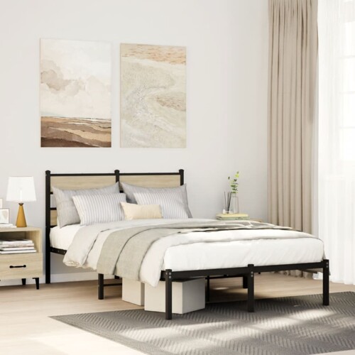 vidaXL Metalni okvir kreveta bez madraca boja hrasta sonome 120x190 cm