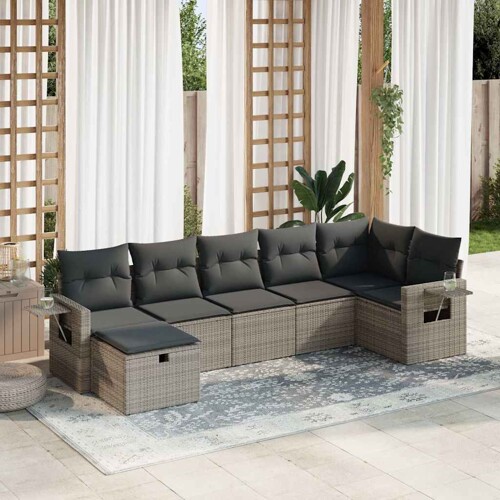 vidaXL 7-dijelni set vrtnih sofa sivi od poliratana