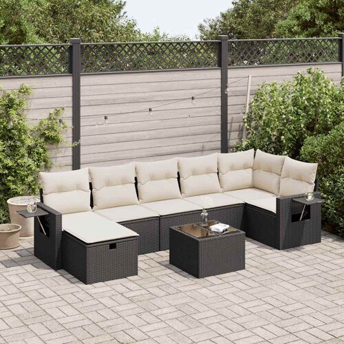 vidaXL 8-dijelni set vrtnih sofa od poliratana s jastucima crni